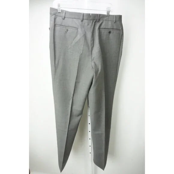 Zanella Double Hand Stitched Fabric Gray Wool Mens Pants Trousers Sz 52 EU NEW